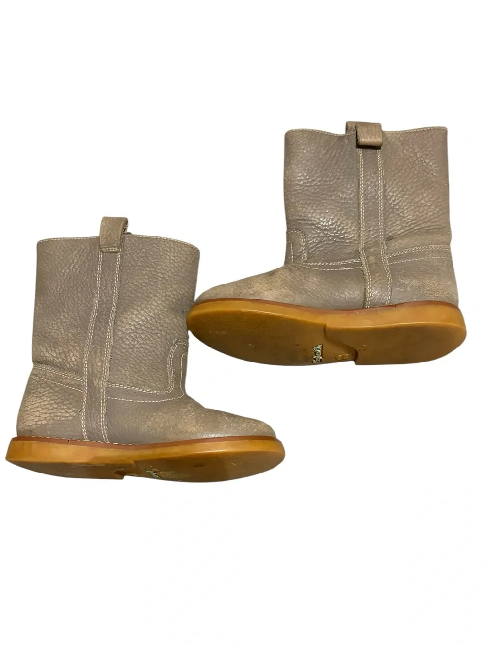 Elephantito Taupe Leather Pull-On Kids Boots 10